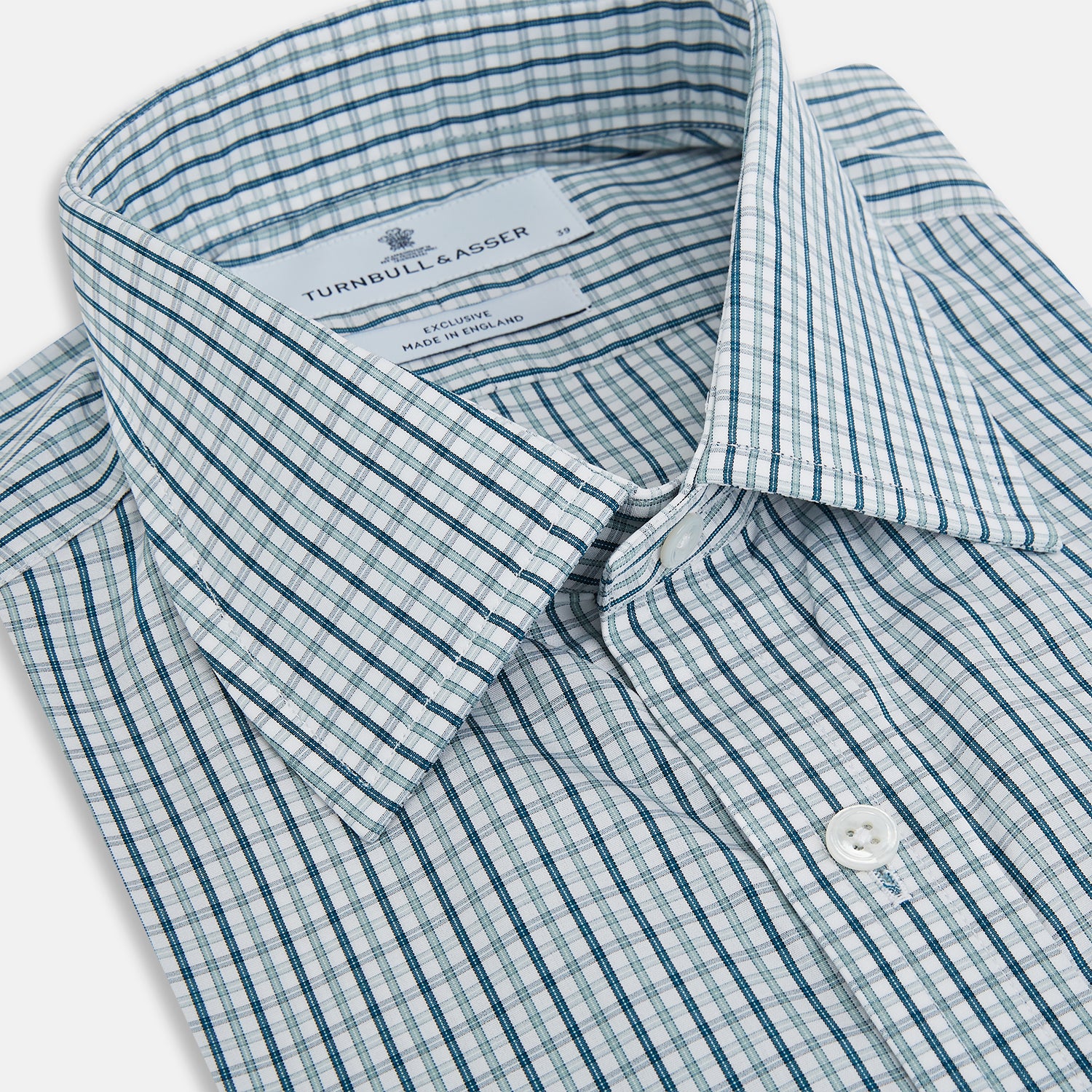 View 2 of product Light Petrol Micro Tattersall Check Mayfair Shirt