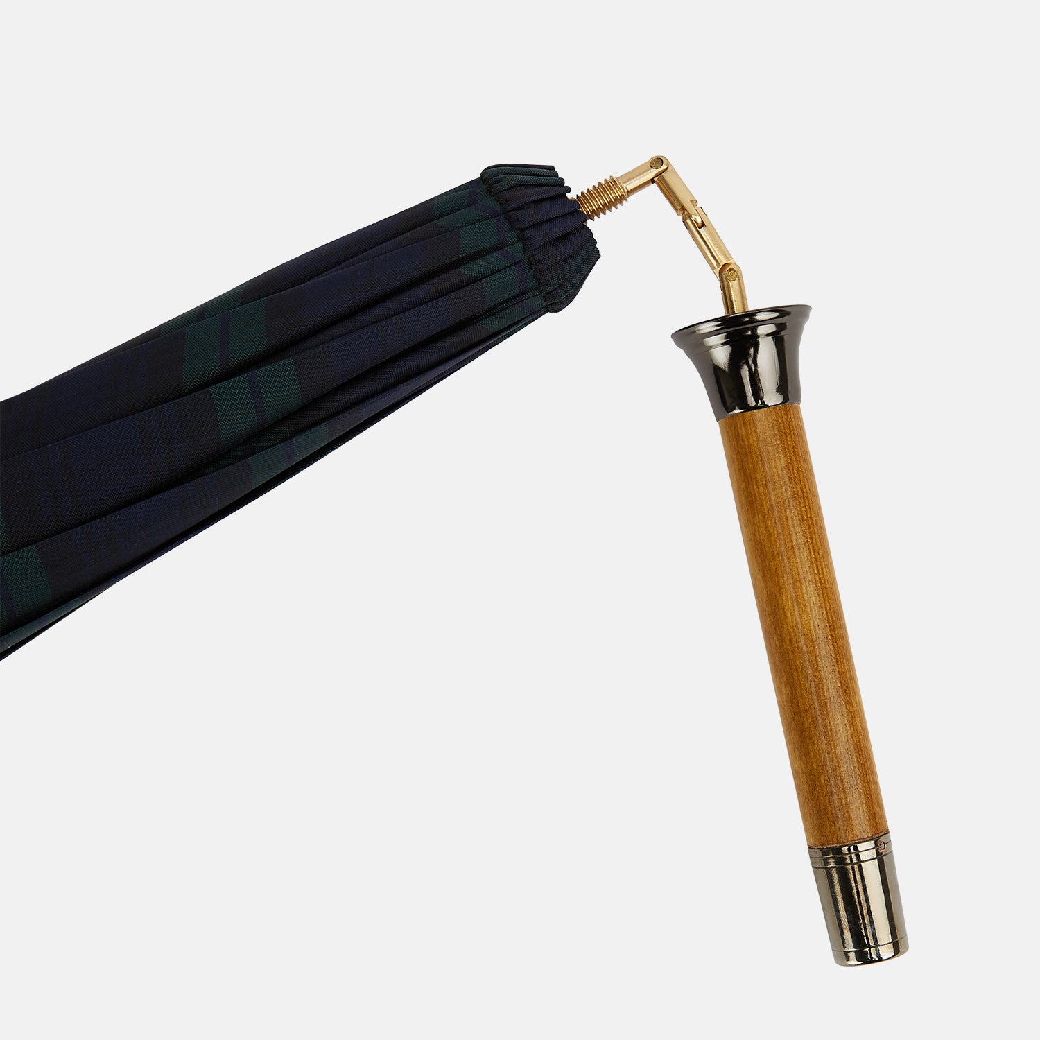 View 3 of product Black Watch Tartan Traveller Umbrella with Malacca Crook Handle