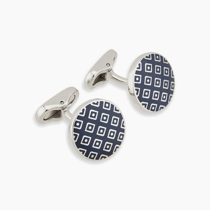 Blue Lattice Circle Cufflinks Image 3