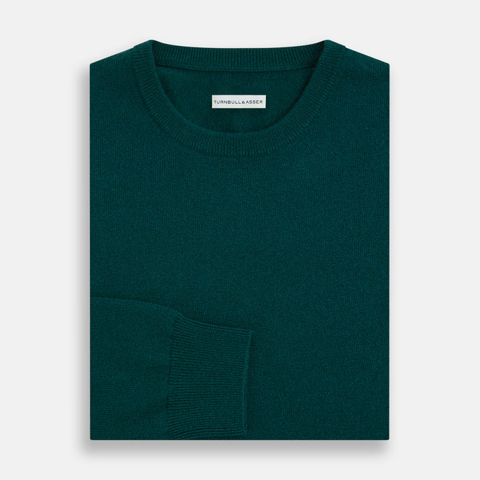 Moss Green Cashmere Round Neck Jumper Image 3