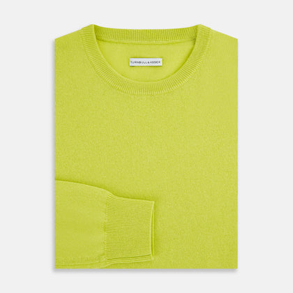 Lemon Green Cashmere Round Neck Jumper Image 6