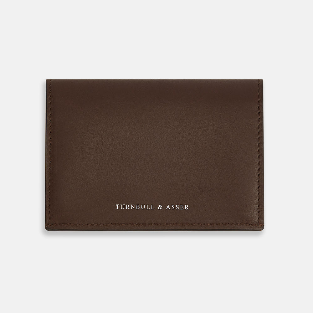 Dark Brown Leather Bi-Fold Card Holder