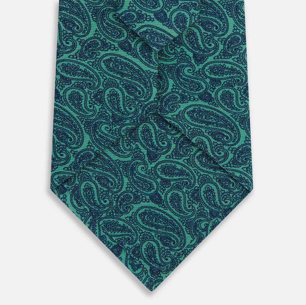 Kelly Green Paisley Silk Tie