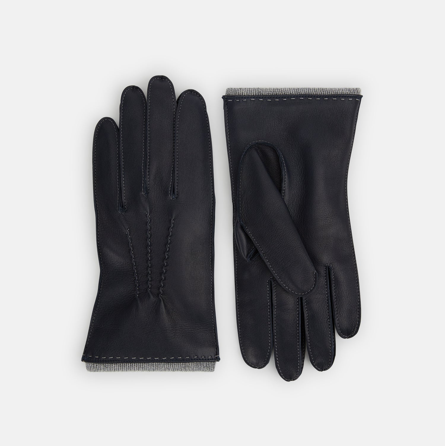 View 1 of product Navy/Grey Cashmere-Lined Hairsheep Leather Gloves