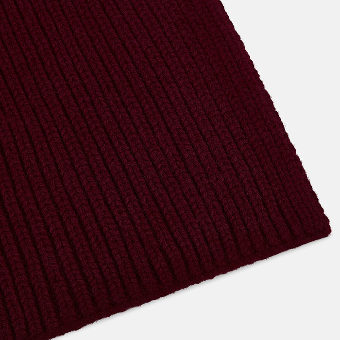 Burgundy Rib-Knit Cashmere Scarf Image 1