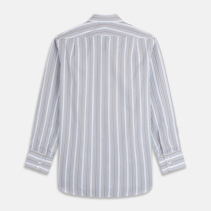 Sand Multi Stripe Regular Fit Shirt with T&A Collar & 3 Button Cuffs Image 4