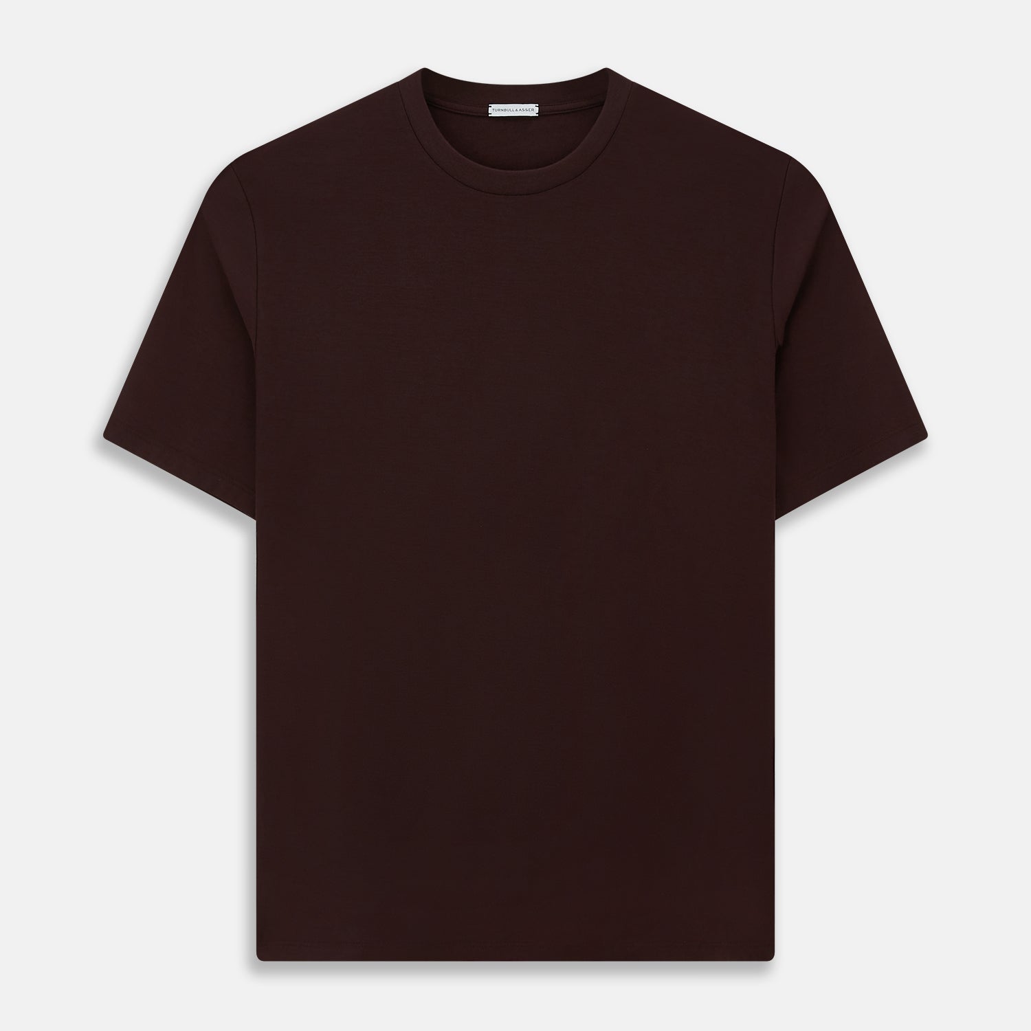 View 1 of product The Turnbull & Asser Burgundy Short-Sleeve T-shirt features a crew neckline and quality fabric, shown on a white background—ideal for versatile everyday wear.