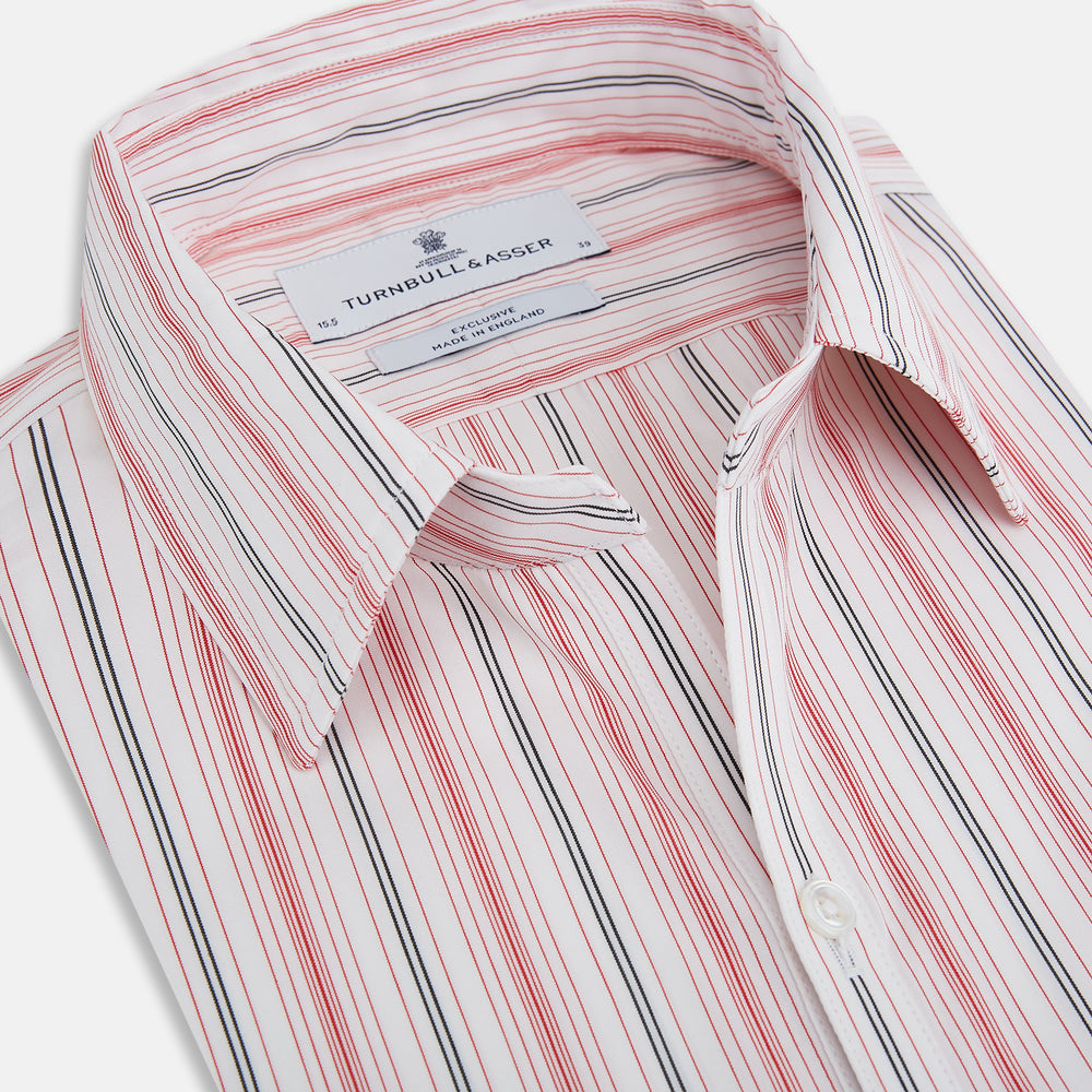 Red Multi Pencil Stripe Windsor Shirt