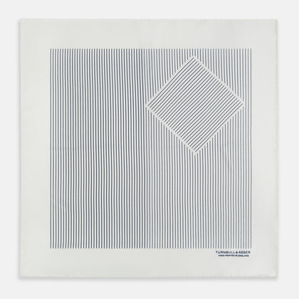White Stripe Silk Pocket Square Image 3