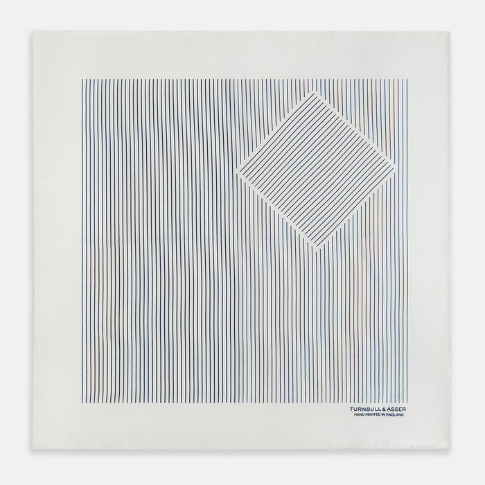 White Stripe Silk Pocket Square Image 3