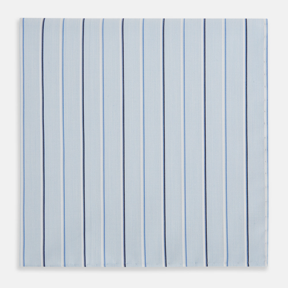 Navy and Blue Combination Stripe Hand-Rolled Handkerchief