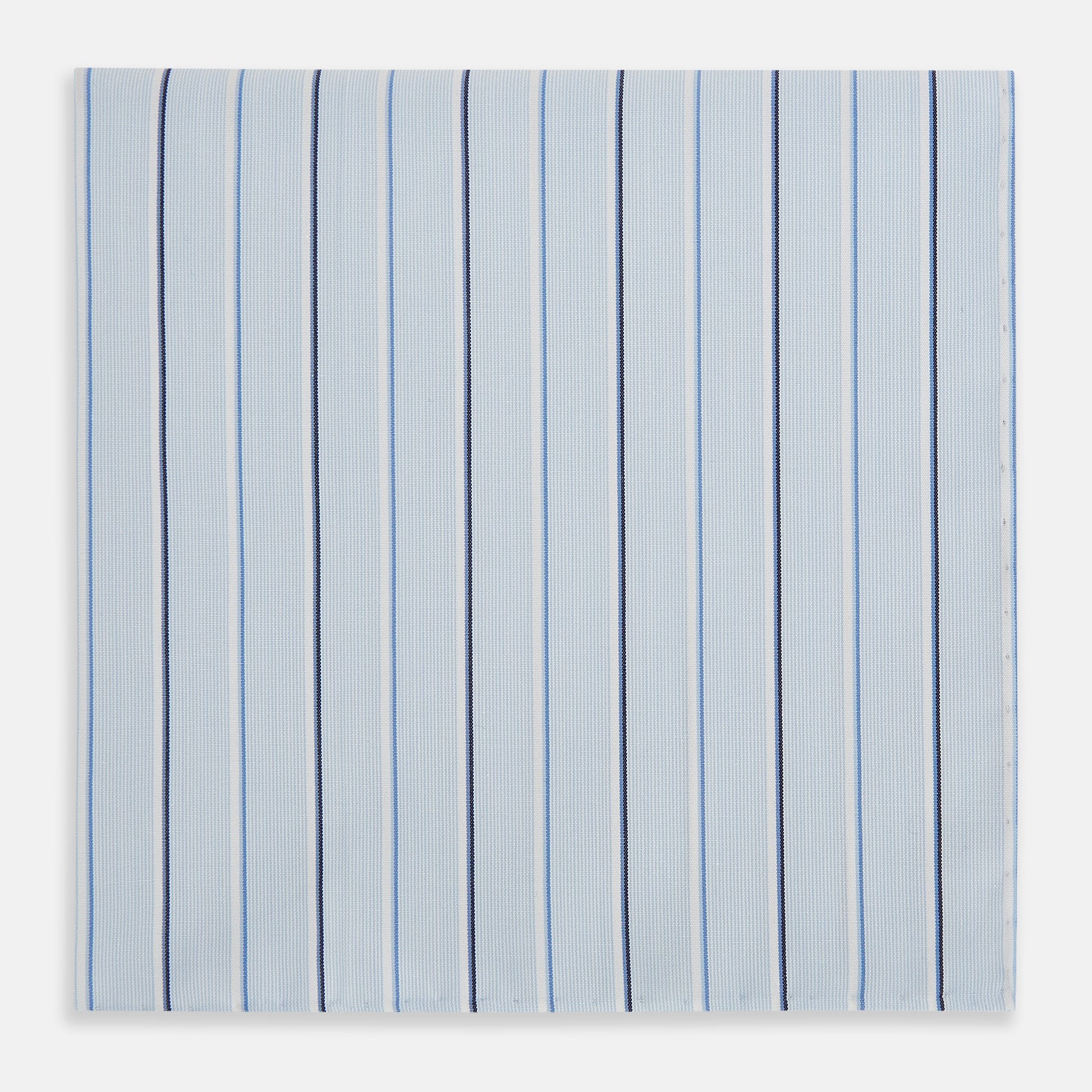 View 3 of product Navy and Blue Combination Stripe Hand-Rolled Handkerchief