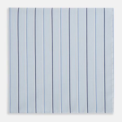 Navy and Blue Combination Stripe Hand-Rolled Handkerchief Image 2