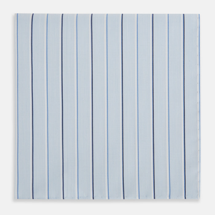 Navy and Blue Combination Stripe Hand-Rolled Handkerchief Image 2