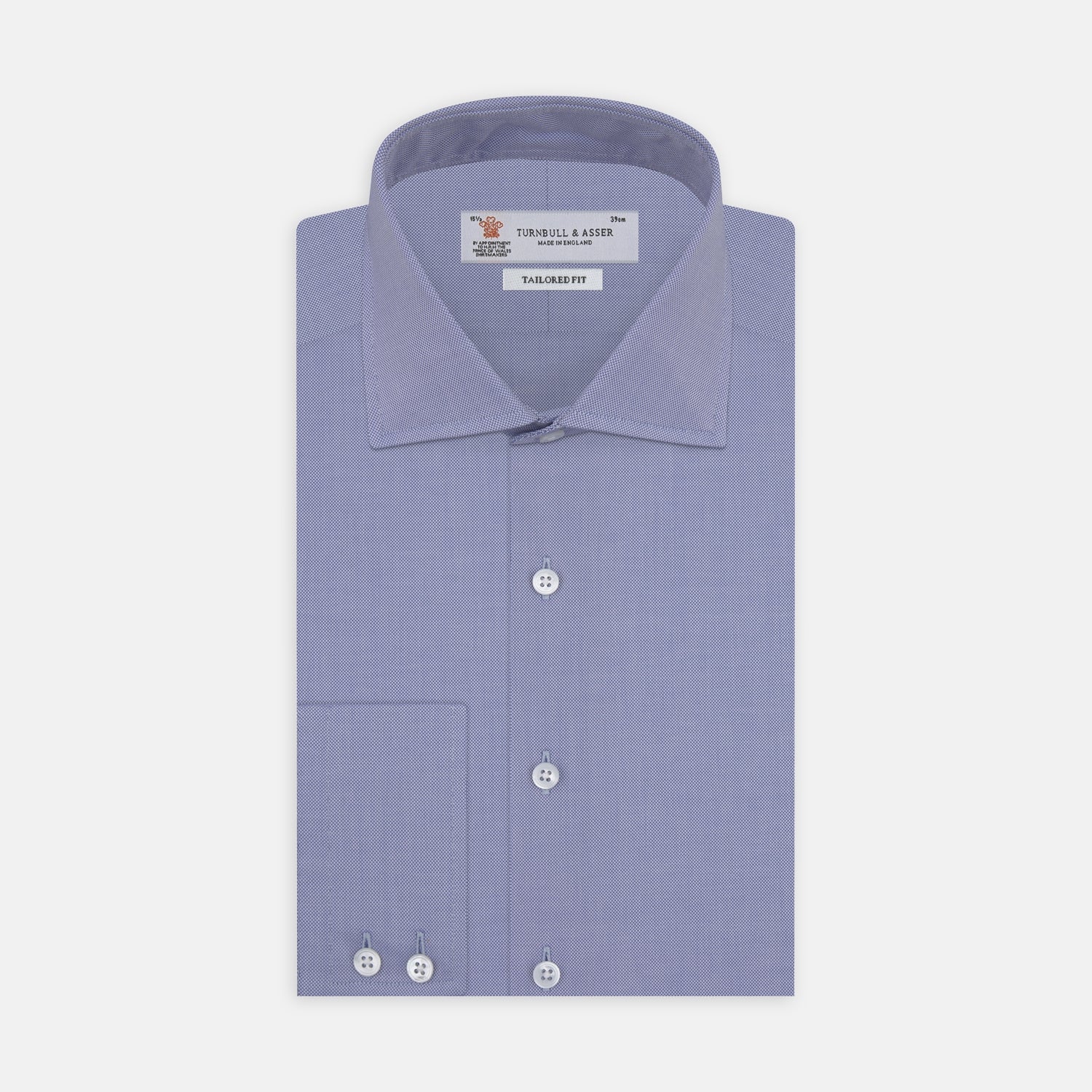 View 1 of product Tailored Fit Blue Royal Oxford Cotton Shirt with Kent Collar and 2-Button Cuffs