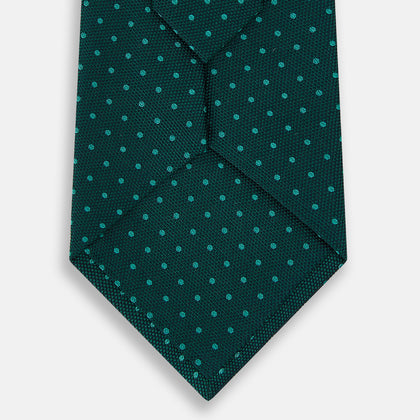 Blue and Forest Green Micro Dot Silk Tie Image 2