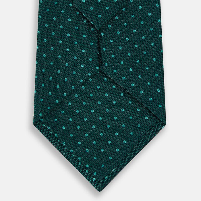 Blue and Forest Green Micro Dot Silk Tie Image 2