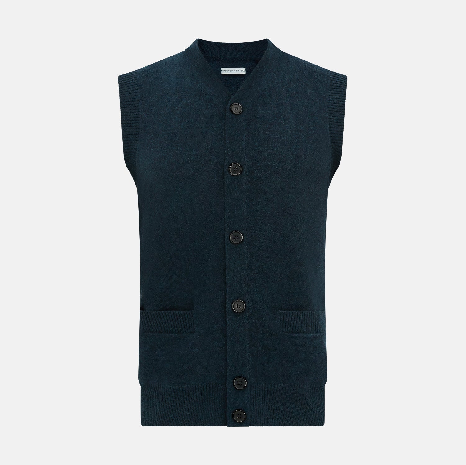 View 1 of product Dark Green Melange Cashmere Sleeveless Cardigan