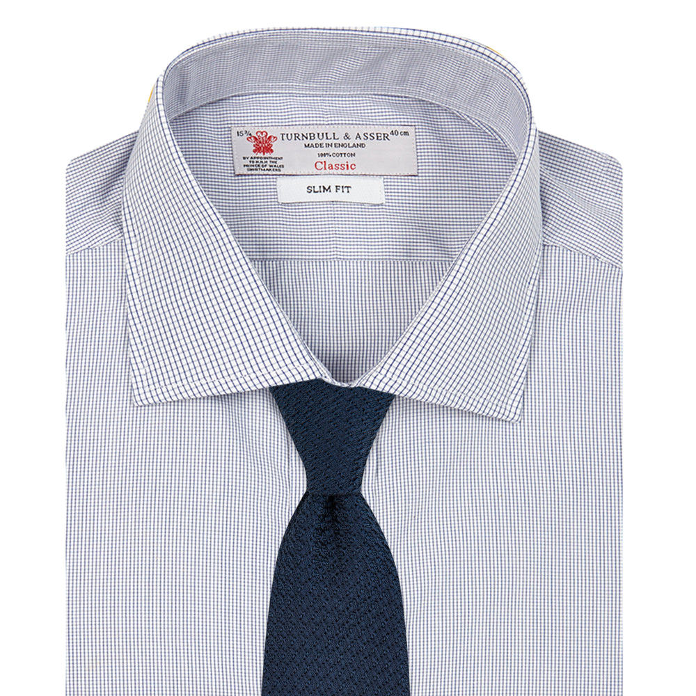 Slim Fit Blue Checked Shirt