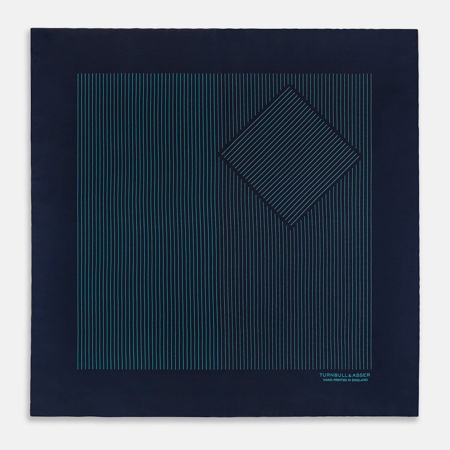 View 3 of product Navy and Petrol Green Stripe Silk Pocket Square