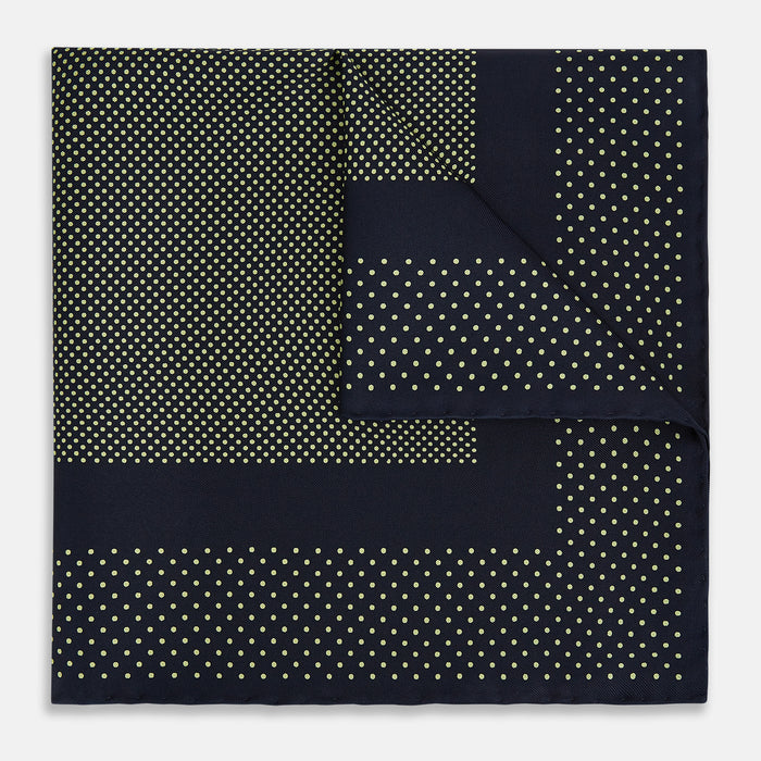 Navy and Gold Silk Pocket Square Image 4