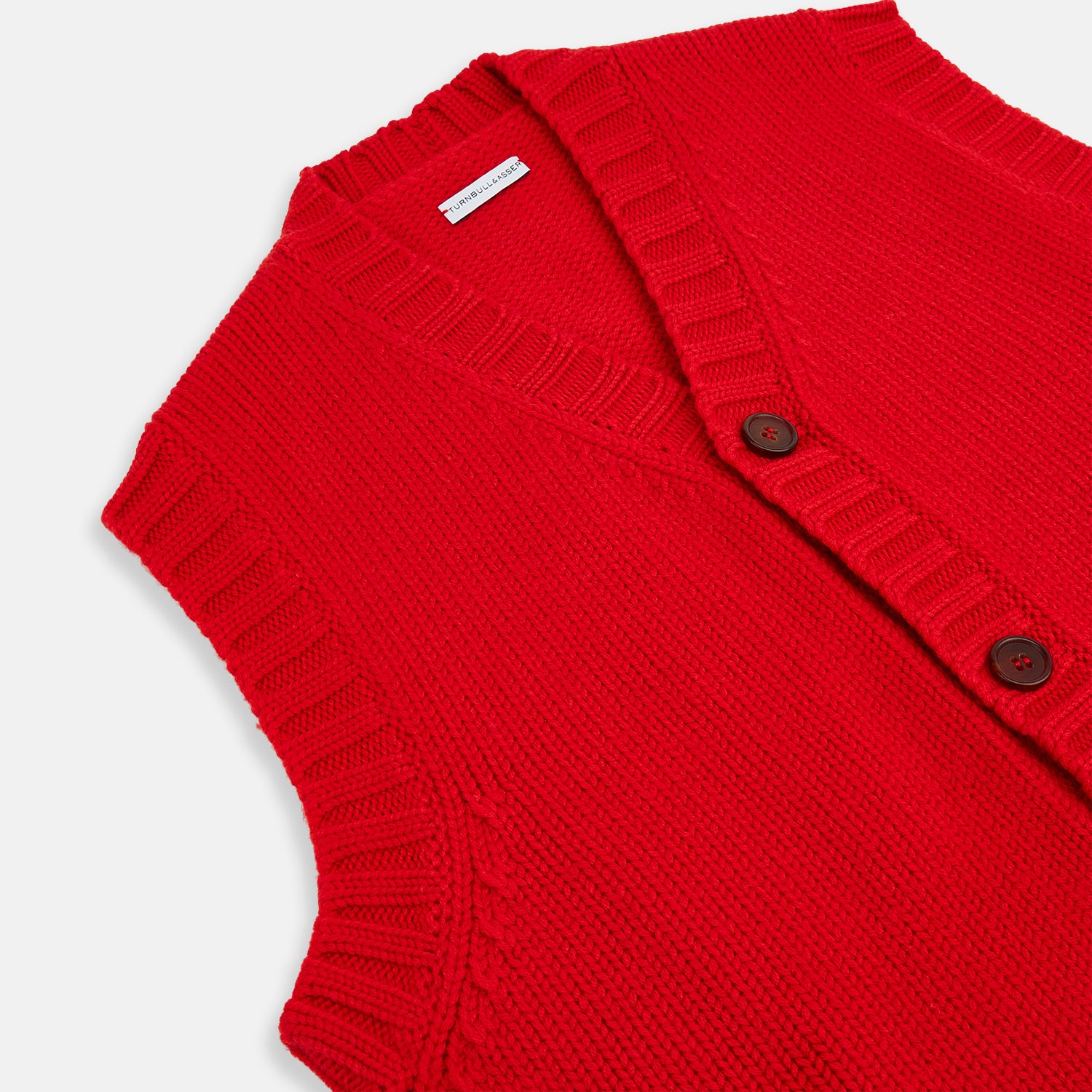 View 2 of product Red Merino V-Neck Sleeveless Cardigan