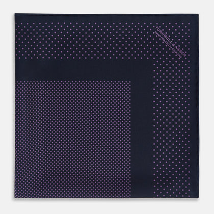 Navy and Purple Dot Silk Pocket Square Image 2
