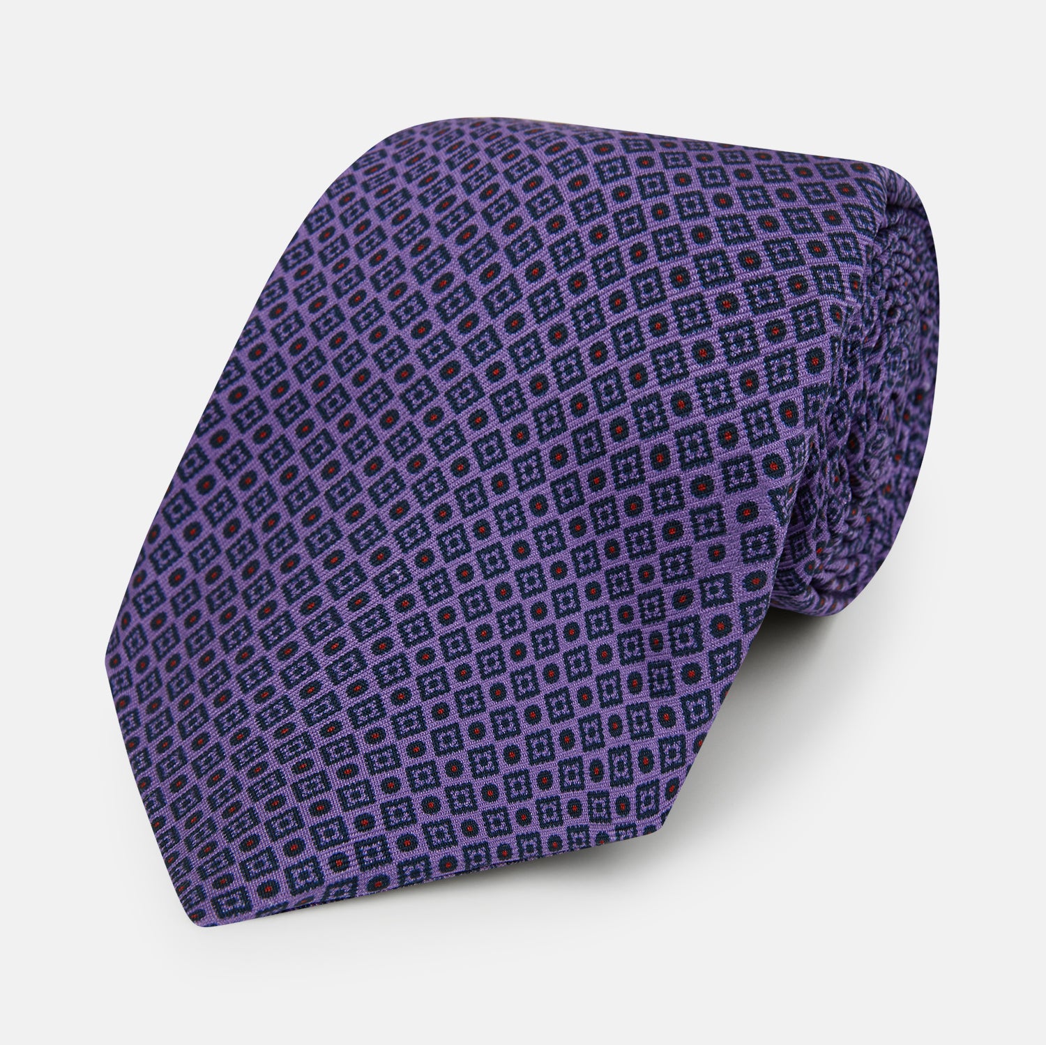 View 1 of product Purple Square and Circle Silk Tie