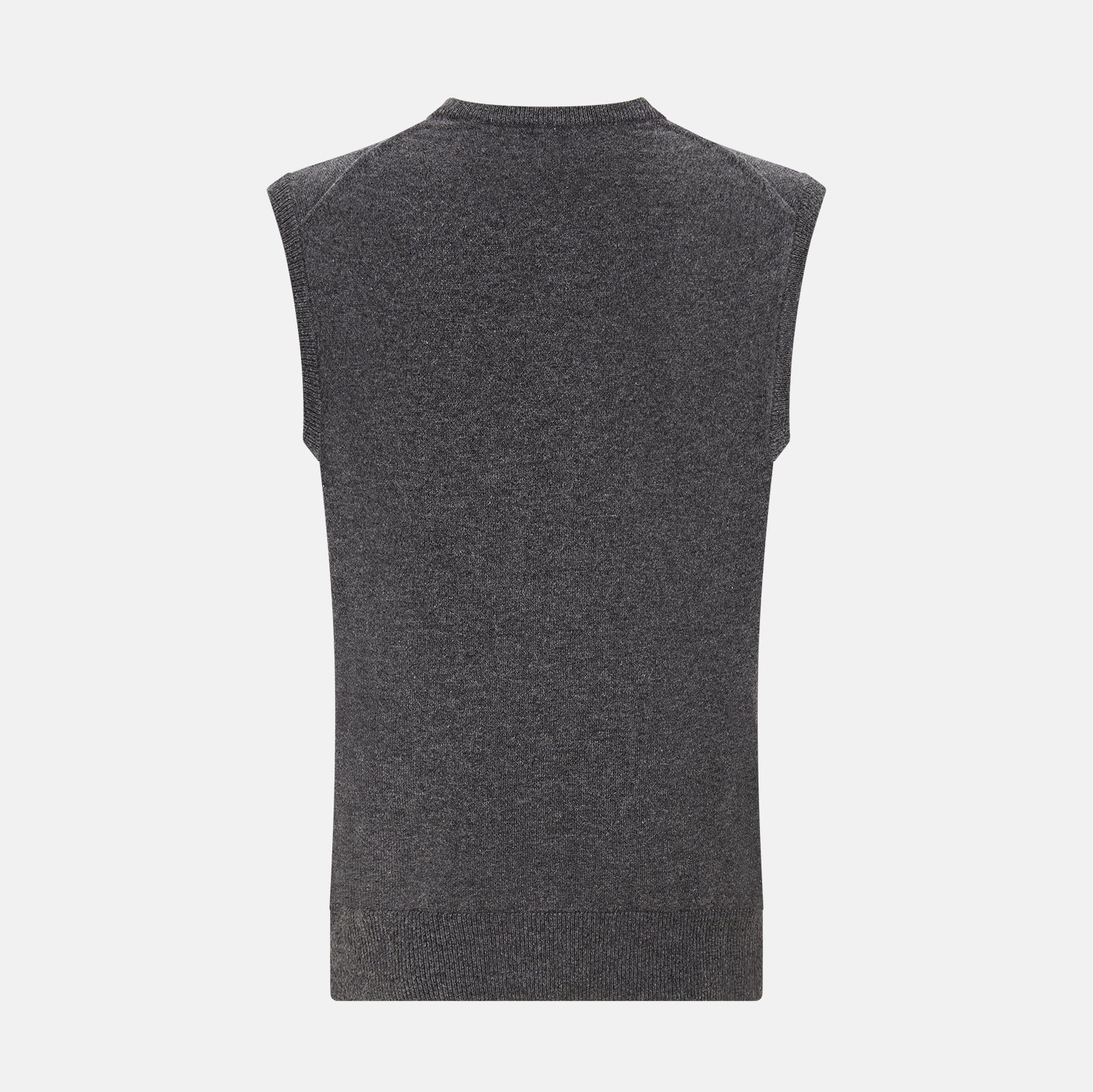 View 3 of product Charcoal Grey Melange V-neck Cashmere Vest