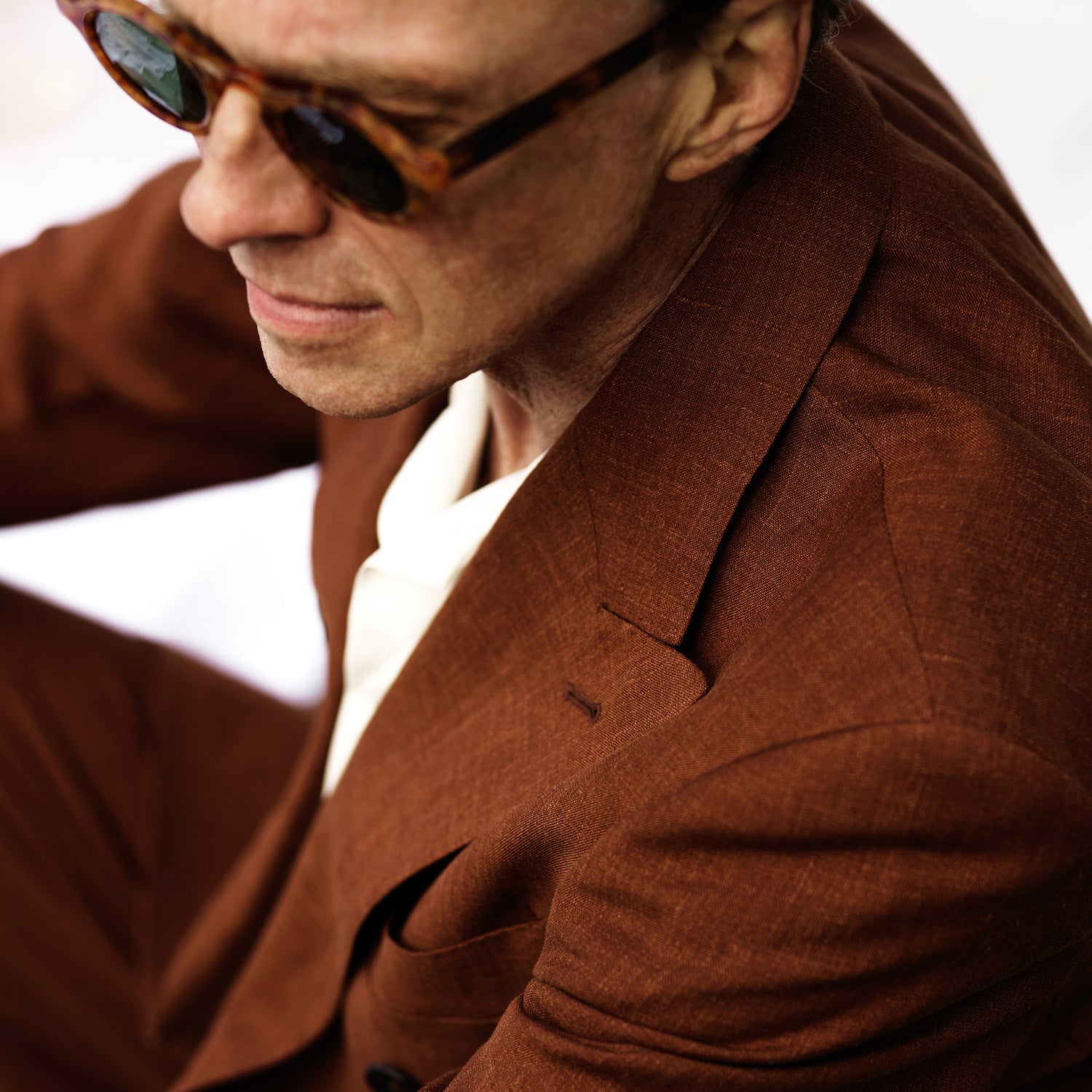 View 5 of product Rust Linen-Wool-Silk Bertie Blazer