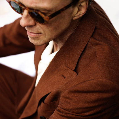 Rust Linen-Wool-Silk Bertie Blazer Image 4