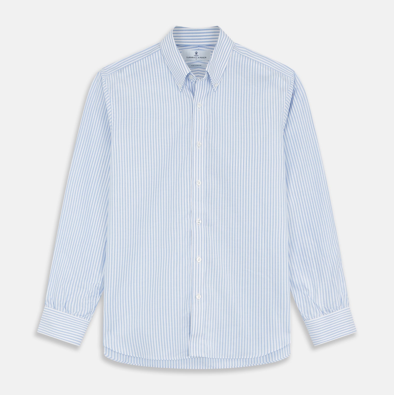 View 1 of product Pale Blue Stripe Weekend Fit Hayne Shirt With Dorset Collar And 1-Button Cuffs