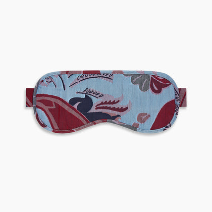 Blue Bloomsbury Jacquard Cashmere Lined Sleep Mask and Bag Image 4
