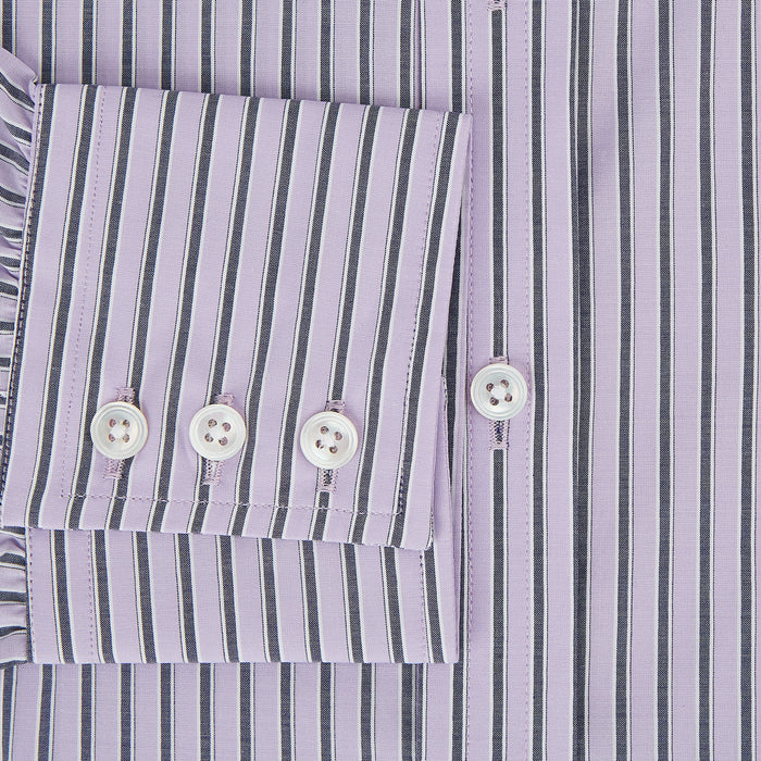 Lilac Ticking Stripe Mayfair Shirt Image 3