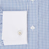 View 4 of product Sky Blue Micro Shadow Check Shirt with Contrast Collar and Double Cuffs