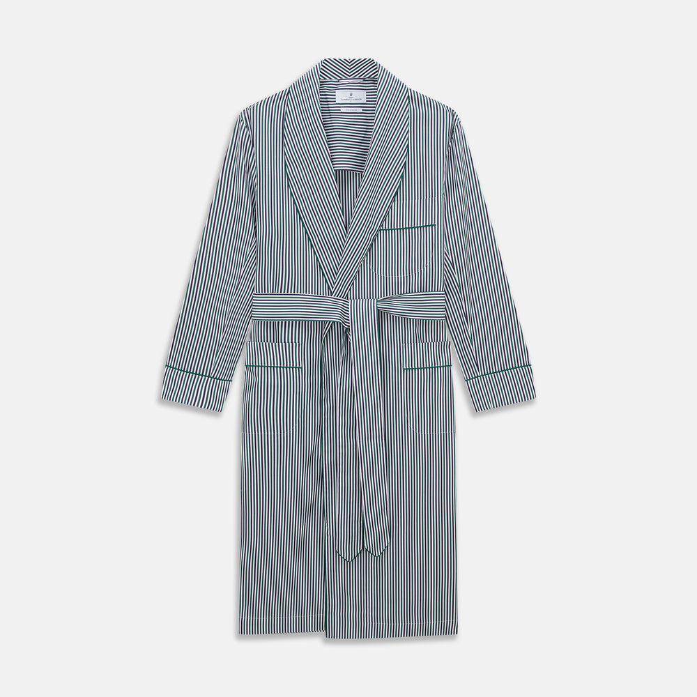 Green and Blue Stripe Cotton Arnold Gown