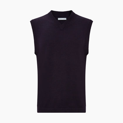Dark Purple Fine Merino V-Neck Vest Image 3
