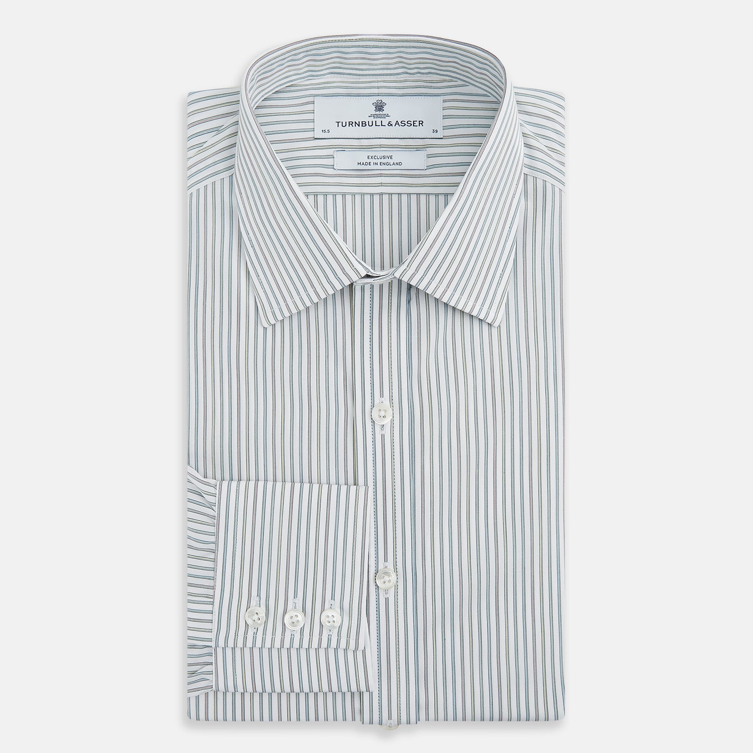View 5 of product Forest Green with Multicoloured Music Stripe Mayfair Shirt