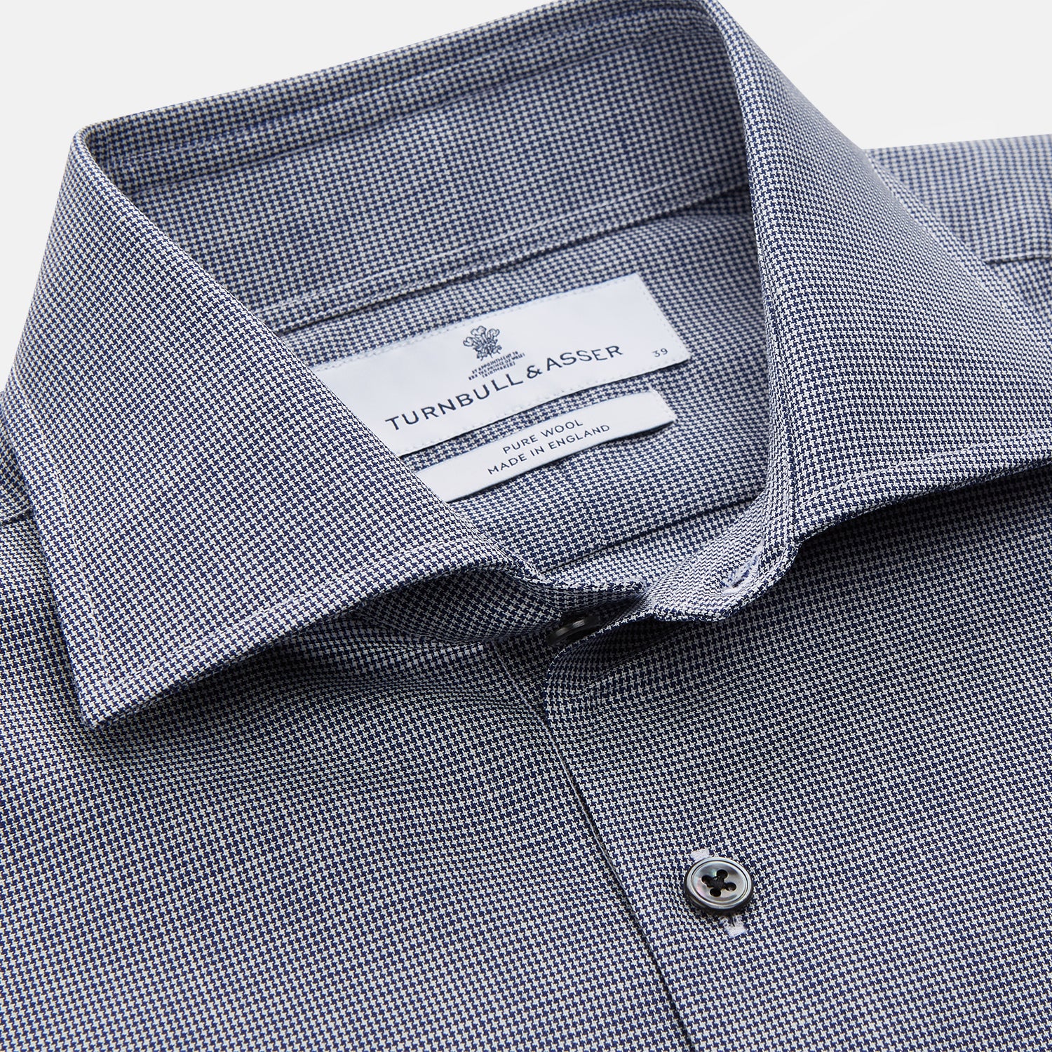 View 4 of product Navy Houndstooth Wool Tailored Fit Shelton Shirt