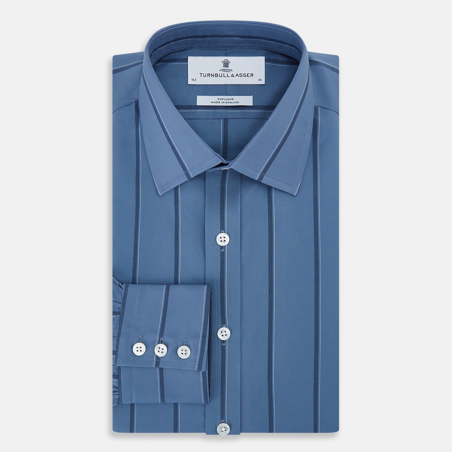 View 5 of product Steel Grey and Navy Track Stripe Mayfair Shirt