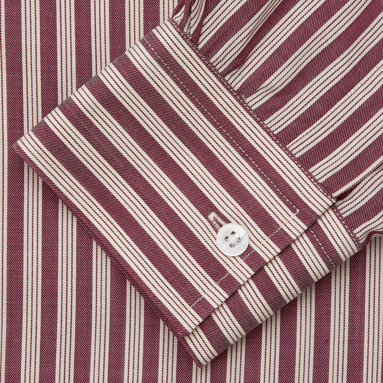 Burgundy Multi Stripe Weekend Fit Wool Shirt with Derby Collar and 1 Button Cuffs Burgundy Multi Stripe Weekend Fit Wool Shirt with Derby Collar and 1 Button Cuffs