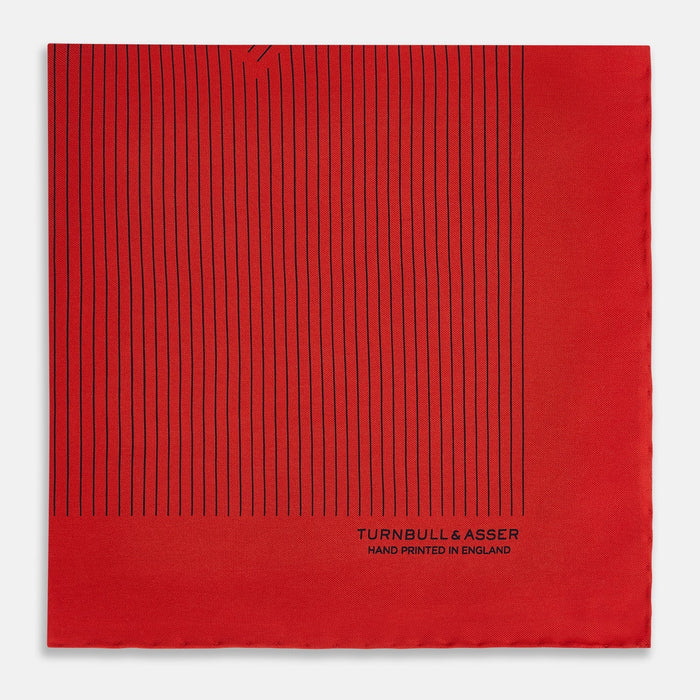 Red Stripe Silk Pocket Square Image 3