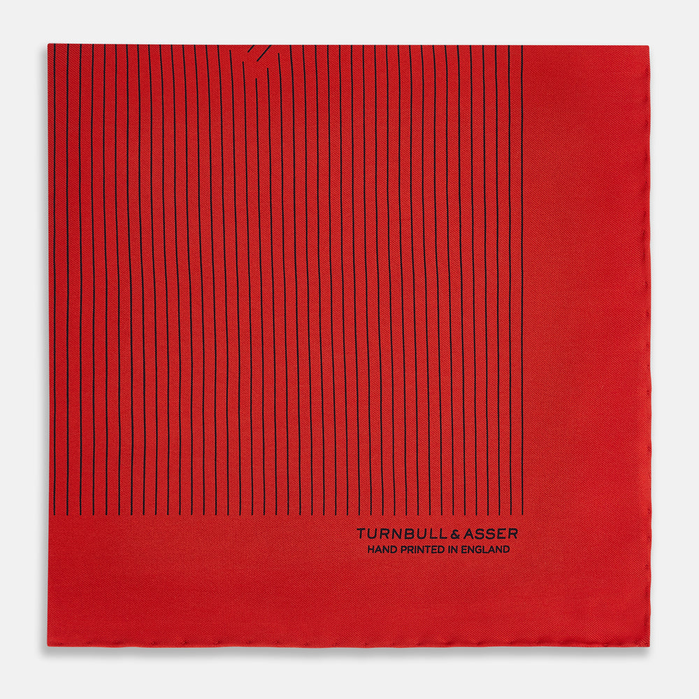 Red Stripe Silk Pocket Square