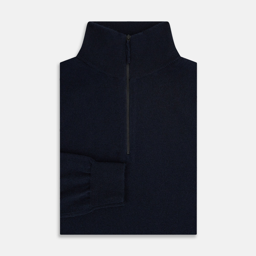 Midnight Blue Half-Zip Cashmere Jumper