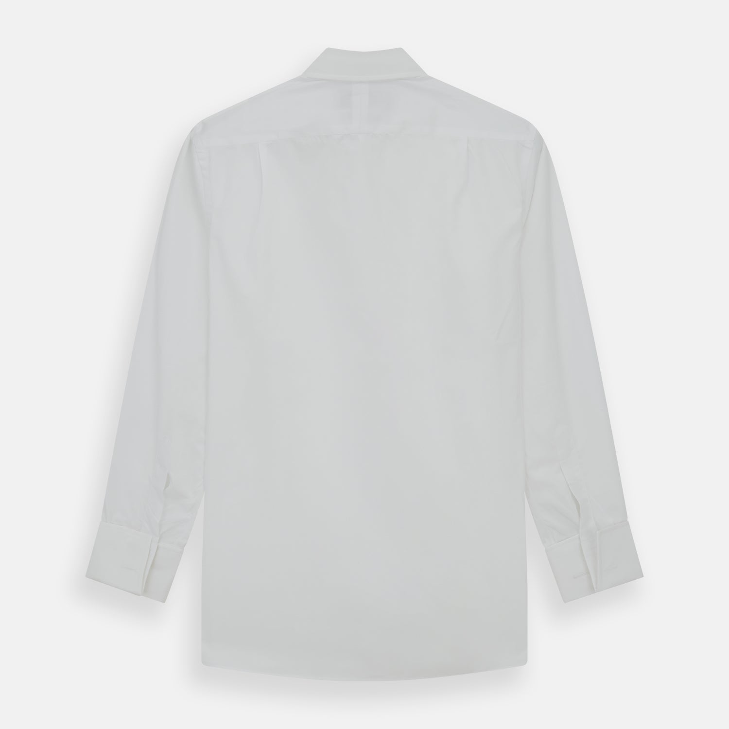 Tailored Fit Plain White Cotton Shirt with Kent Collar and Double Cuffs