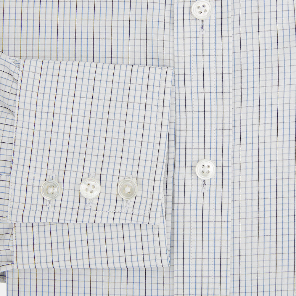 Pale Blue and Grey Grid Check Mayfair Shirt