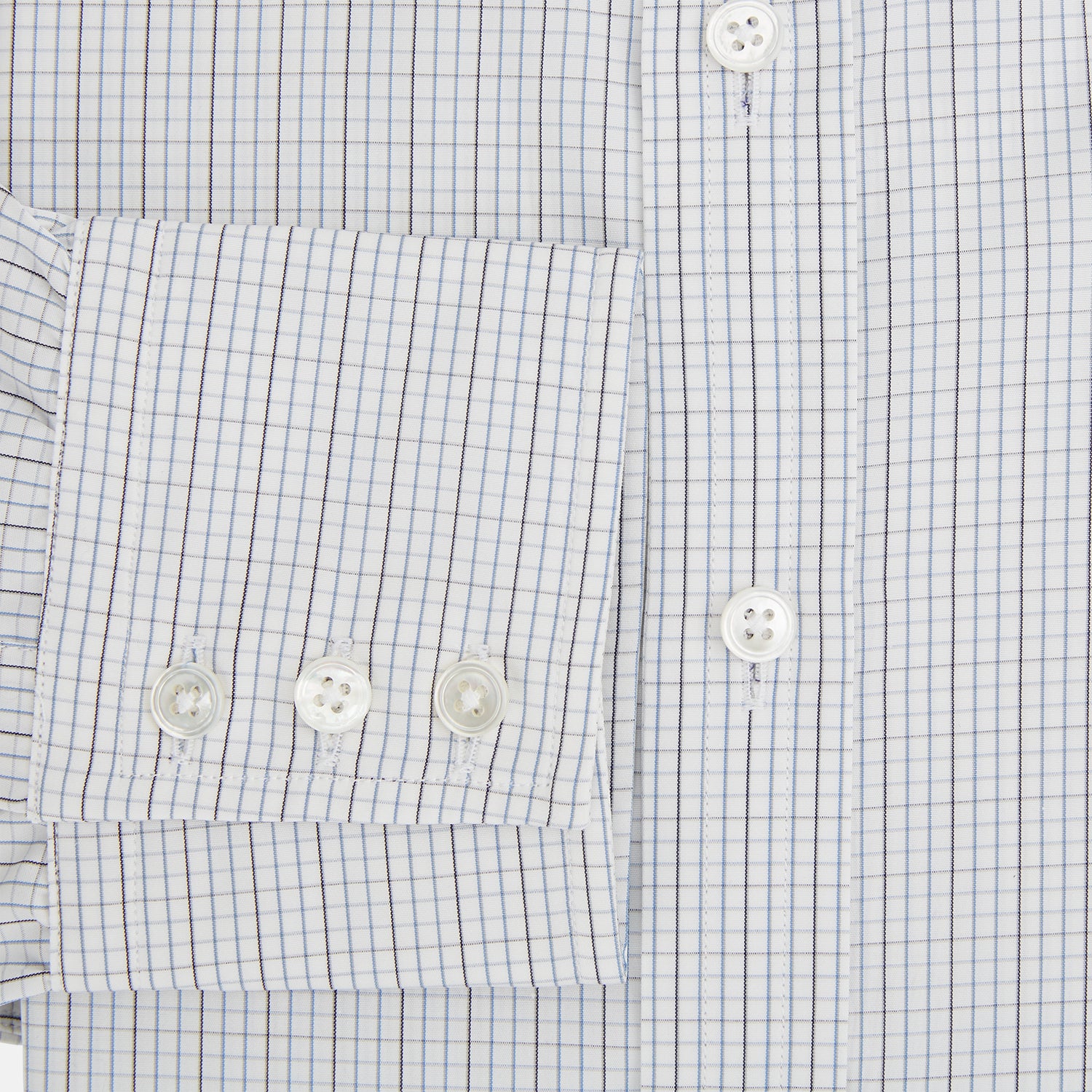 View 4 of product Pale Blue and Grey Grid Check Mayfair Shirt