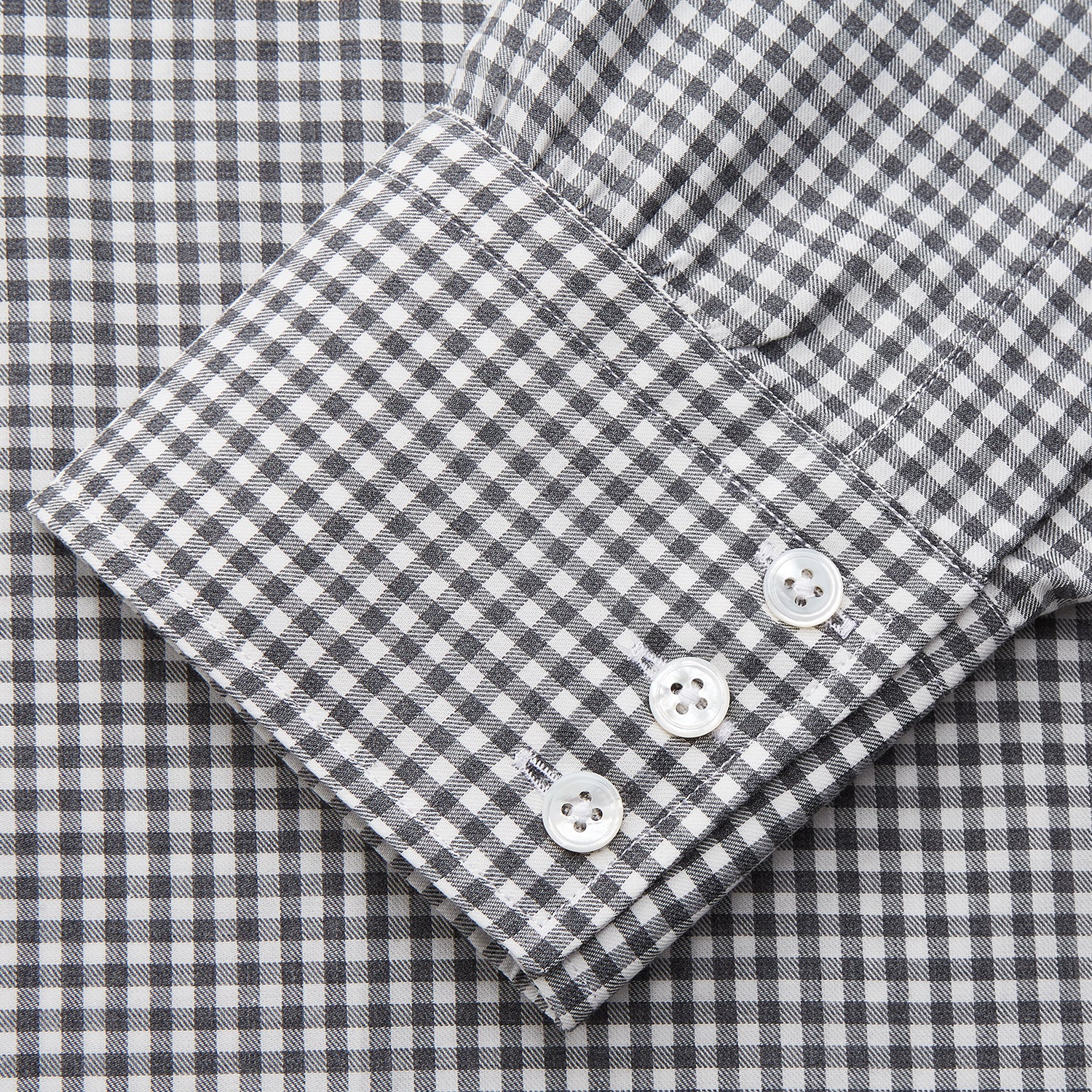 View 3 of product Grey Gingham Check Cotton Melange Regular Fit Mayfair Shirt