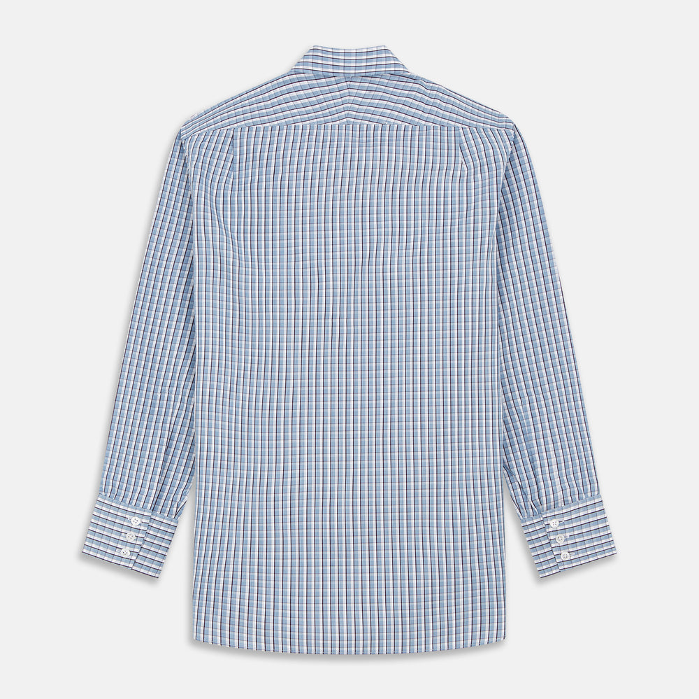 Blue and White Check Cotton Regular Fit Mayfair Shirt