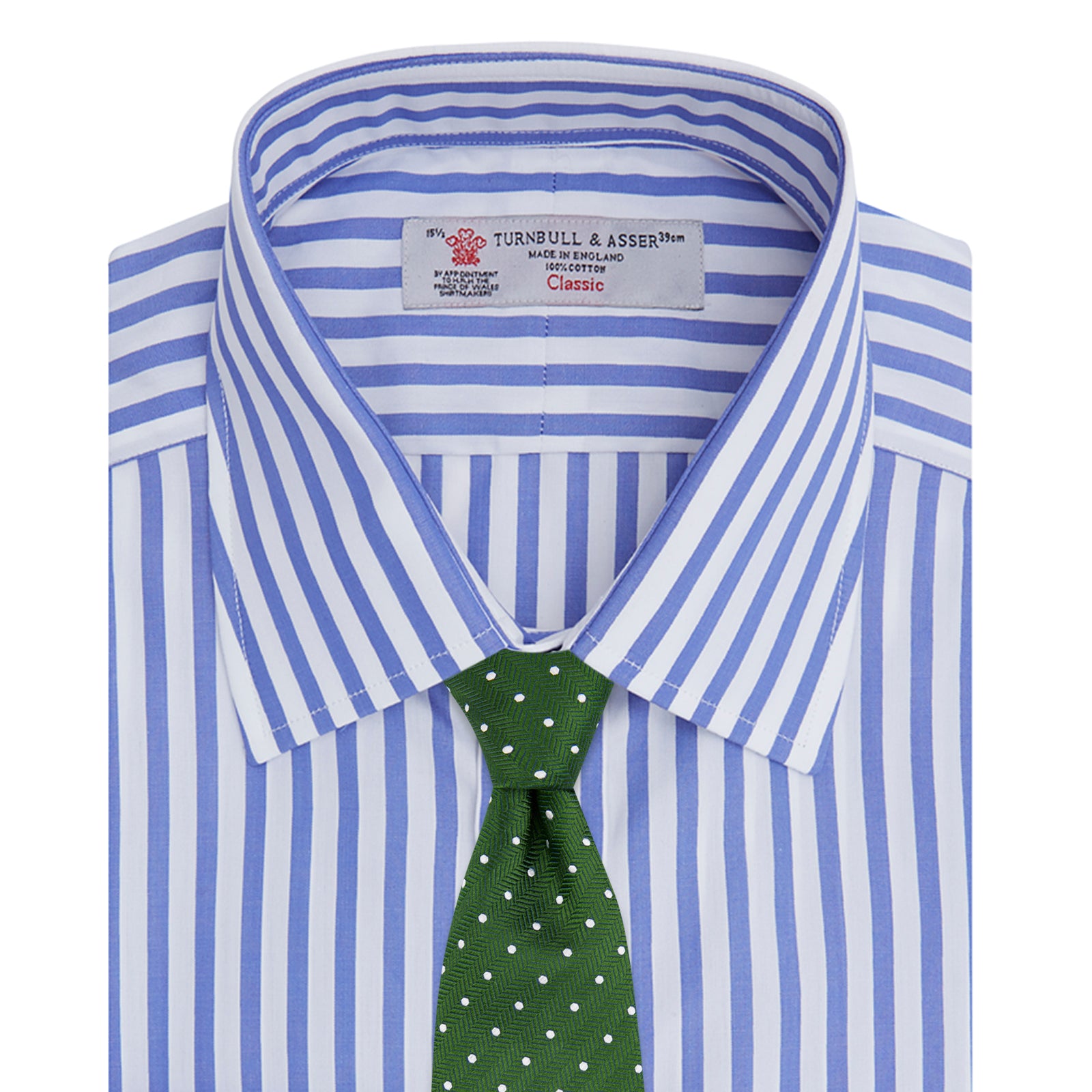 View 2 of product Blue and White Candy Stripe Shirt with T&A Collar and 3-Button Cuffs